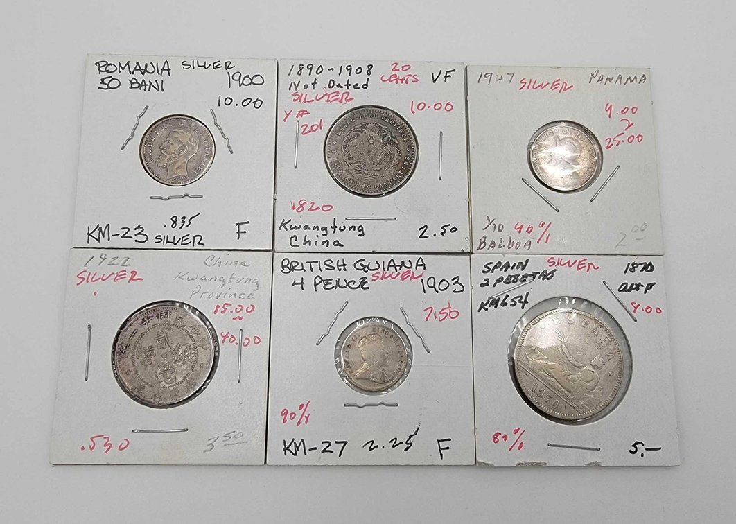6x Mixed Silver Coins 1870-1947