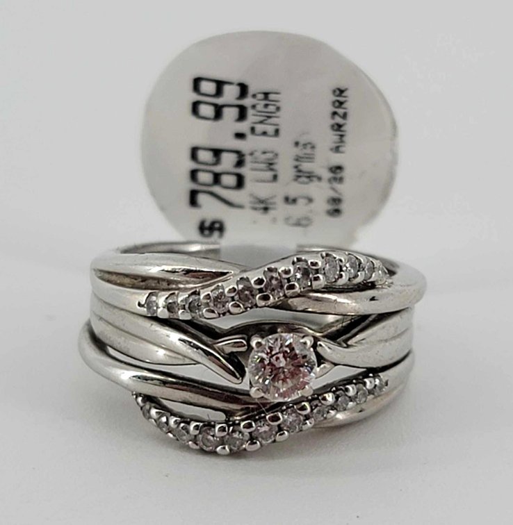 14K White Gold & Diamond Engagement Ring 