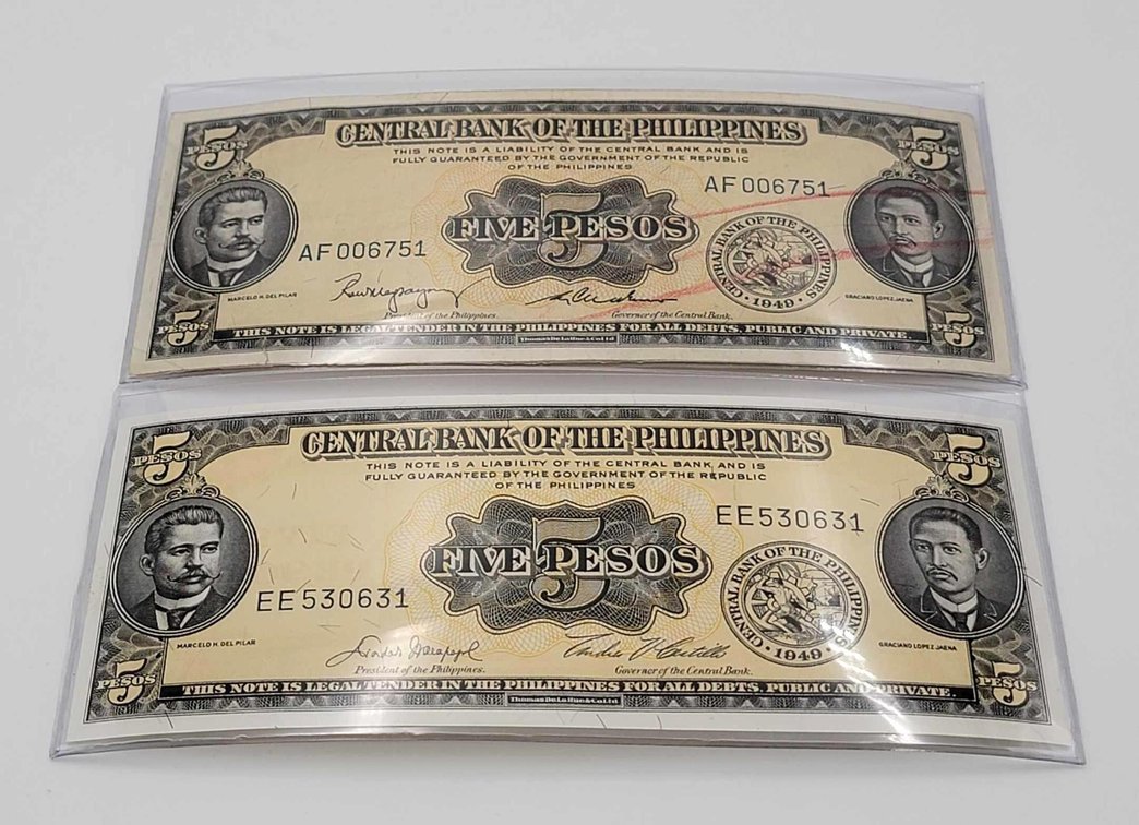 2x Philippines 5-Peso Bank Notes