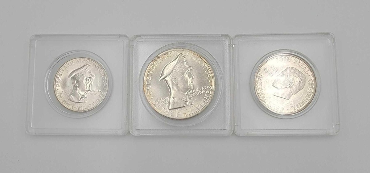 3x Philippines MacArthur & Rizal Silver Coins #1