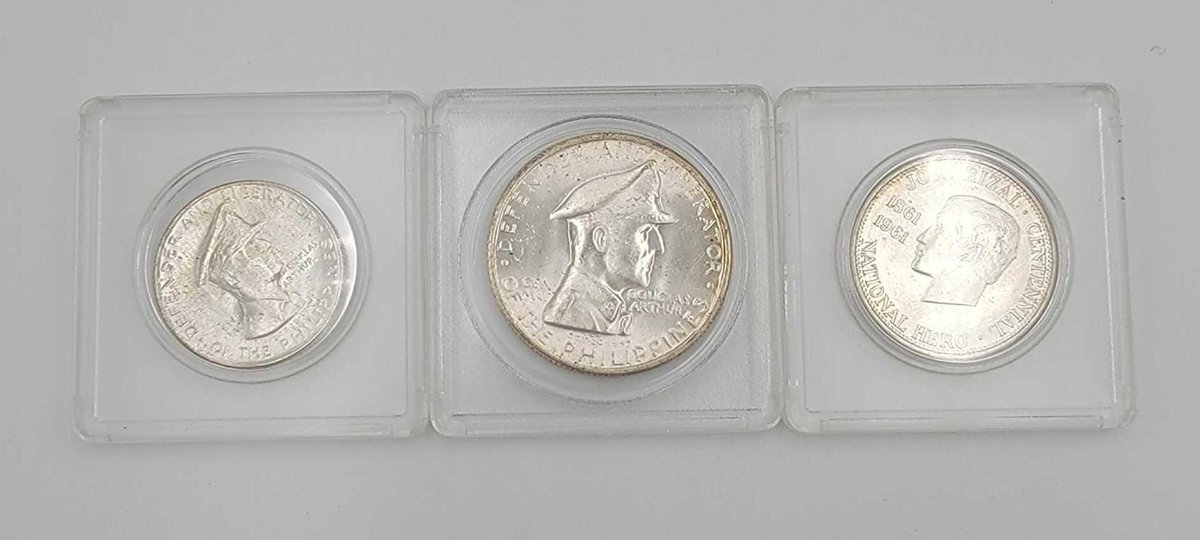 3x Philippines MacArthur & Rizal Silver Coins #2