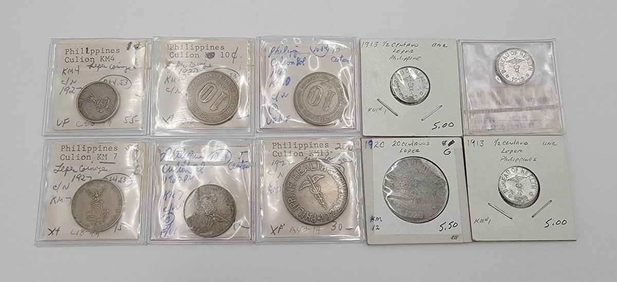 10x Philippines Culion Leper Colony Coins 1913-1930