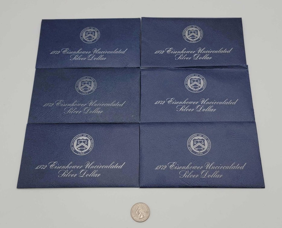 6x 1972 Eisenhower Uncirculated Silver Dollars