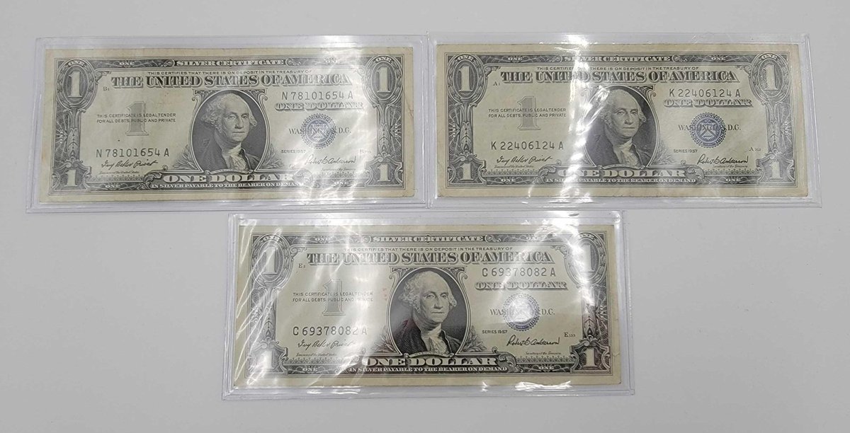 3x Series 1957 $1 Silver Certificates