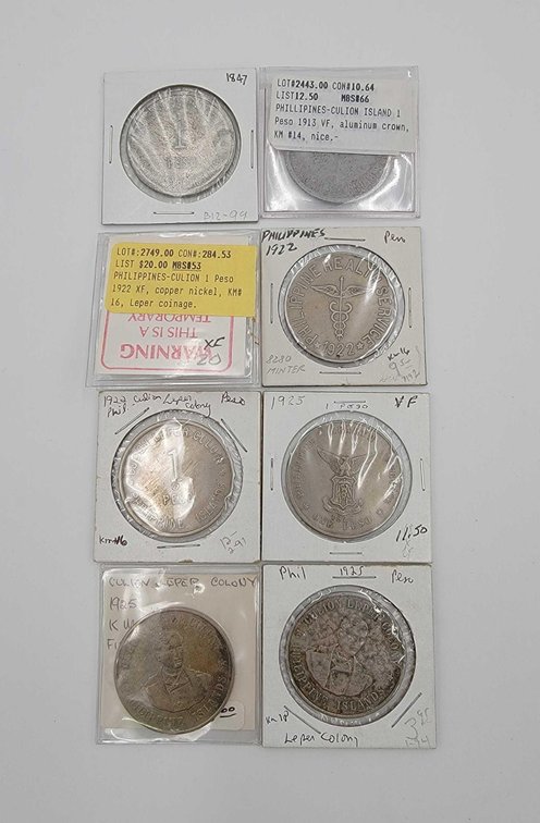 8x Philippines Culion Leper Colony Coins 1847-1925