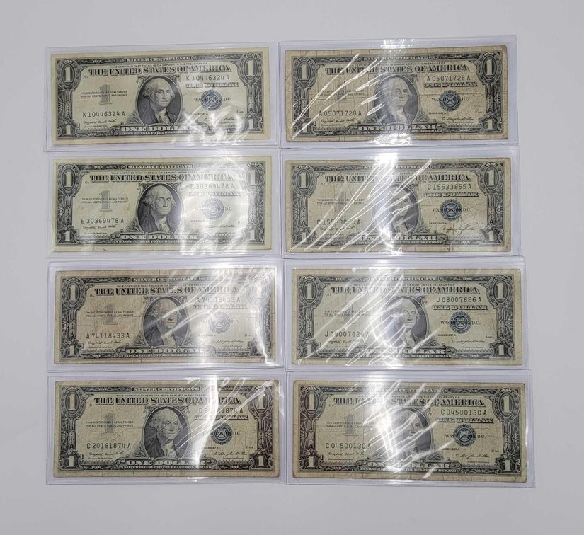 8x Series 1957A $1 Silver Certificates #2