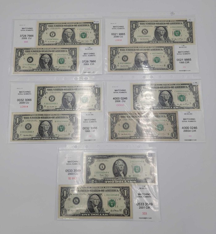 5x Matching Serial Number Bills