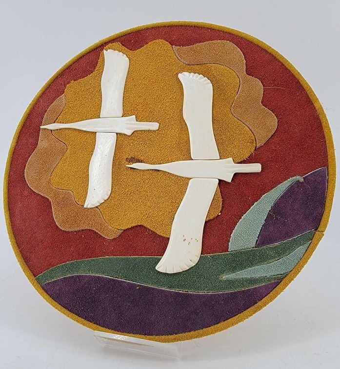 Suede & Ivory Swans Wall Hanging