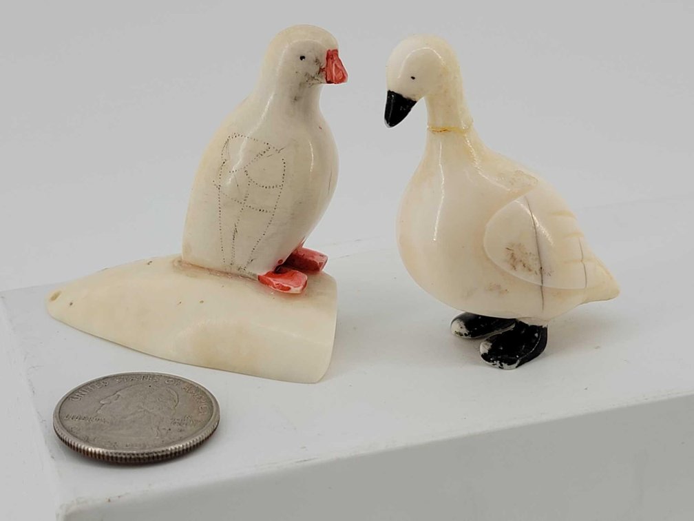 Pair of Scrimshaw Ivory Birds