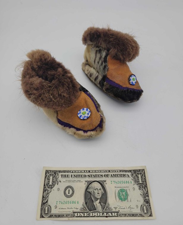 Seal & Beaver Fur Beaded Children's Moccasins