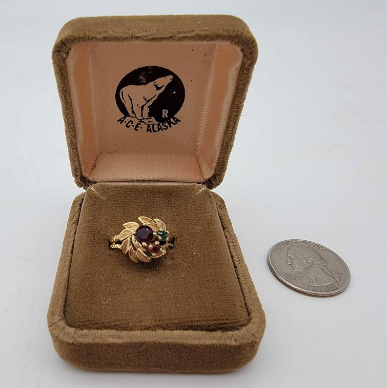 Brass & Garnet Ring