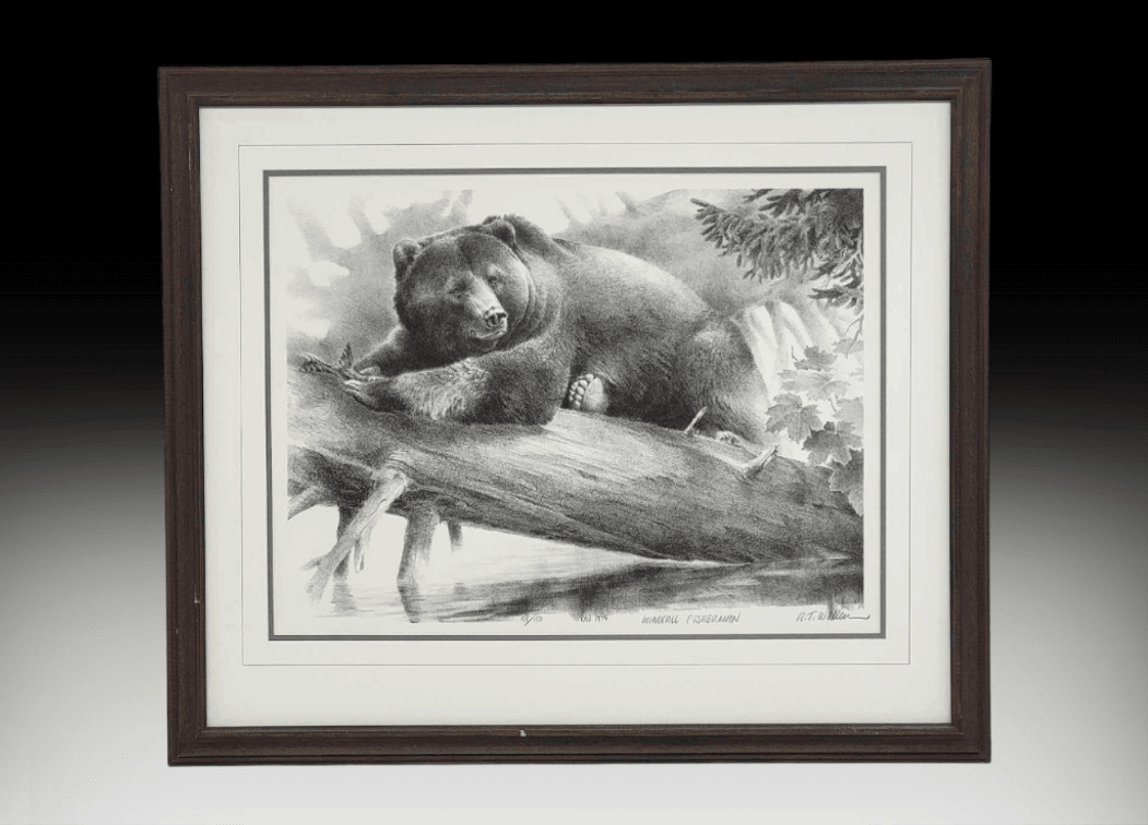 R.T. Wallen "Windfall Fisherman" Stone Lithograph