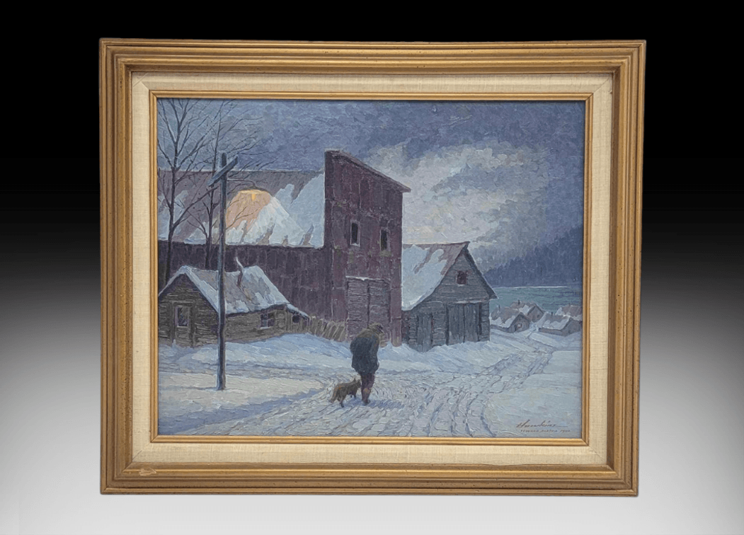 Hawkins "Seward Alaska 1950" Streetscape Oil Painting