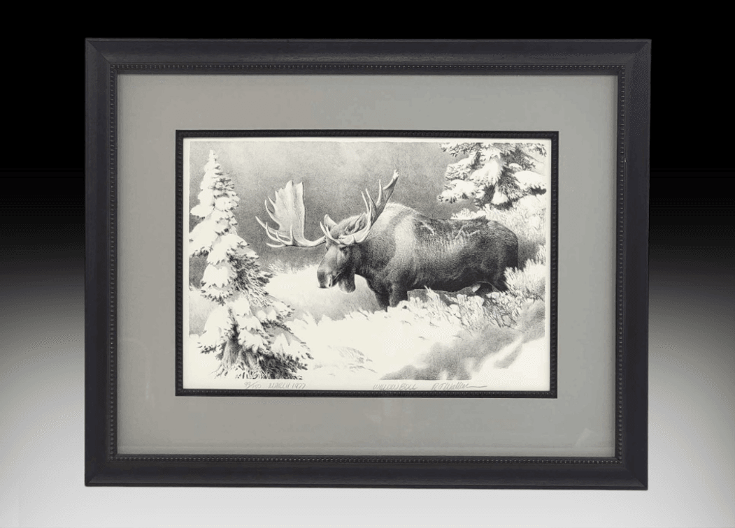 R.T. Wallen "Willow Bull" Stone Lithograph