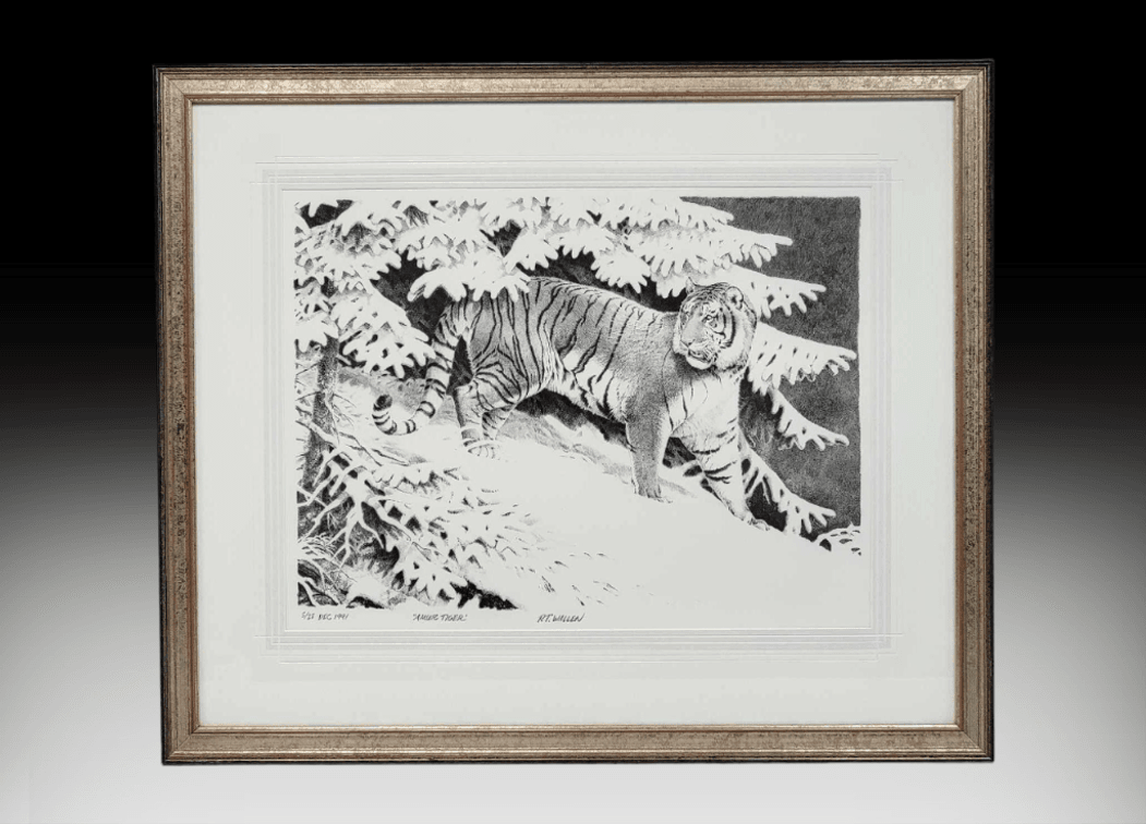 R.T Wallen "Amur Tiger" Stone Lithograph