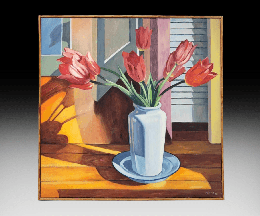 Carol Crump Bryner "Tulips in a Vase" Oil Painting 