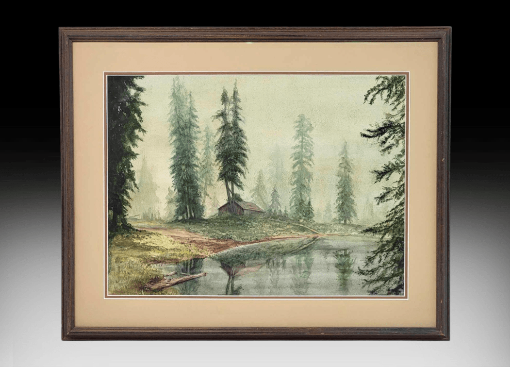 Charles Gause Watercolor Painting of a Pond