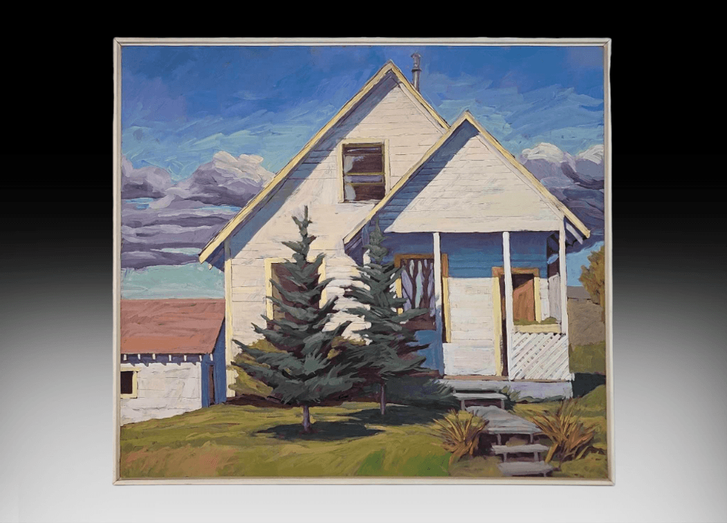 Large Oil Painting of Historic Anchorage, AK Home