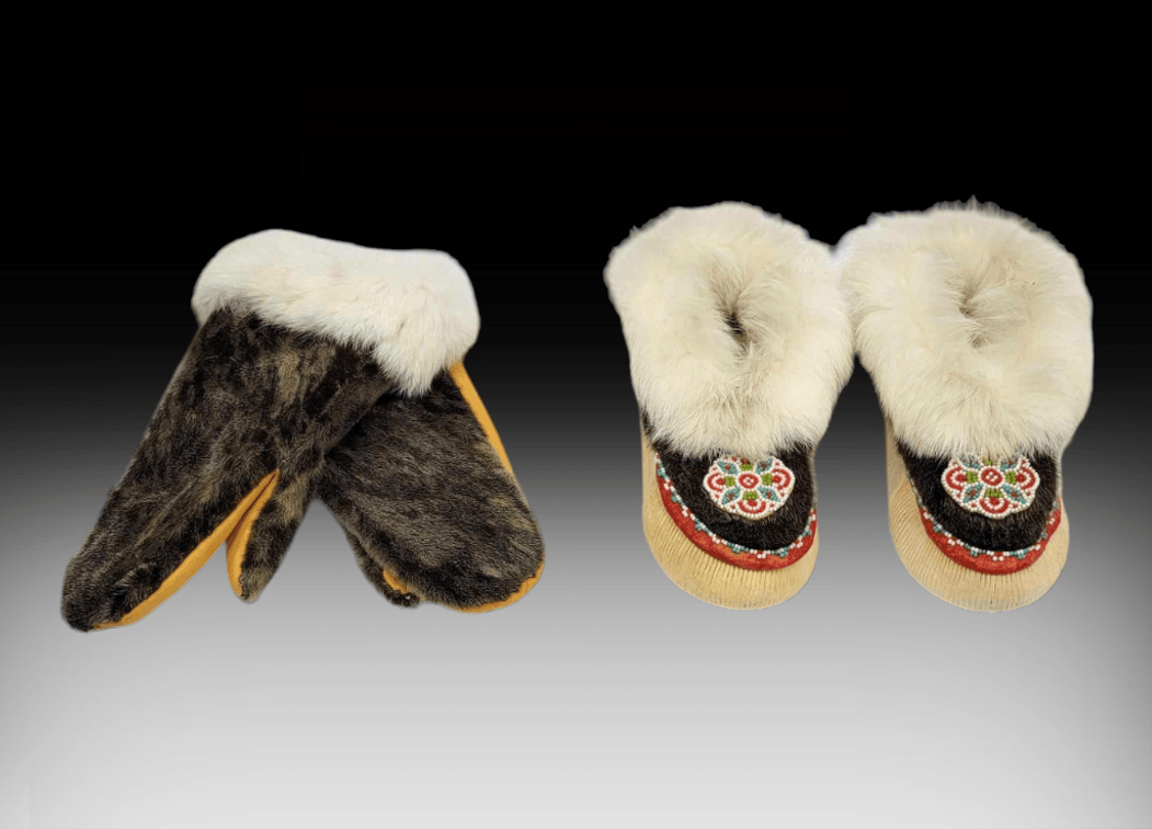 Handcrafted Native Alaskan Seal & Wolf Fur Mittens & Moccasins 