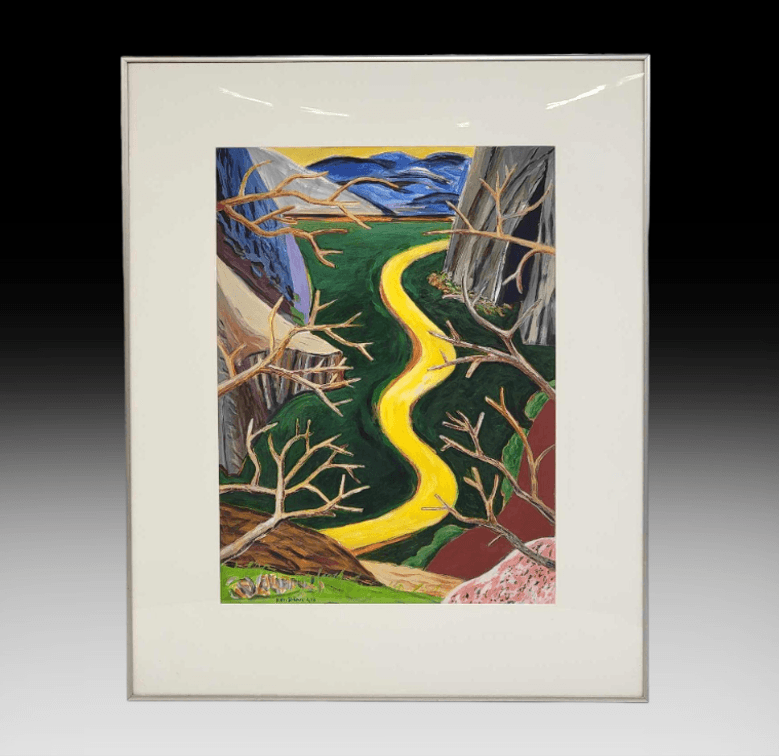 Ken DeRoux "Dead Branches, Yellow River" Acrylic on Paper