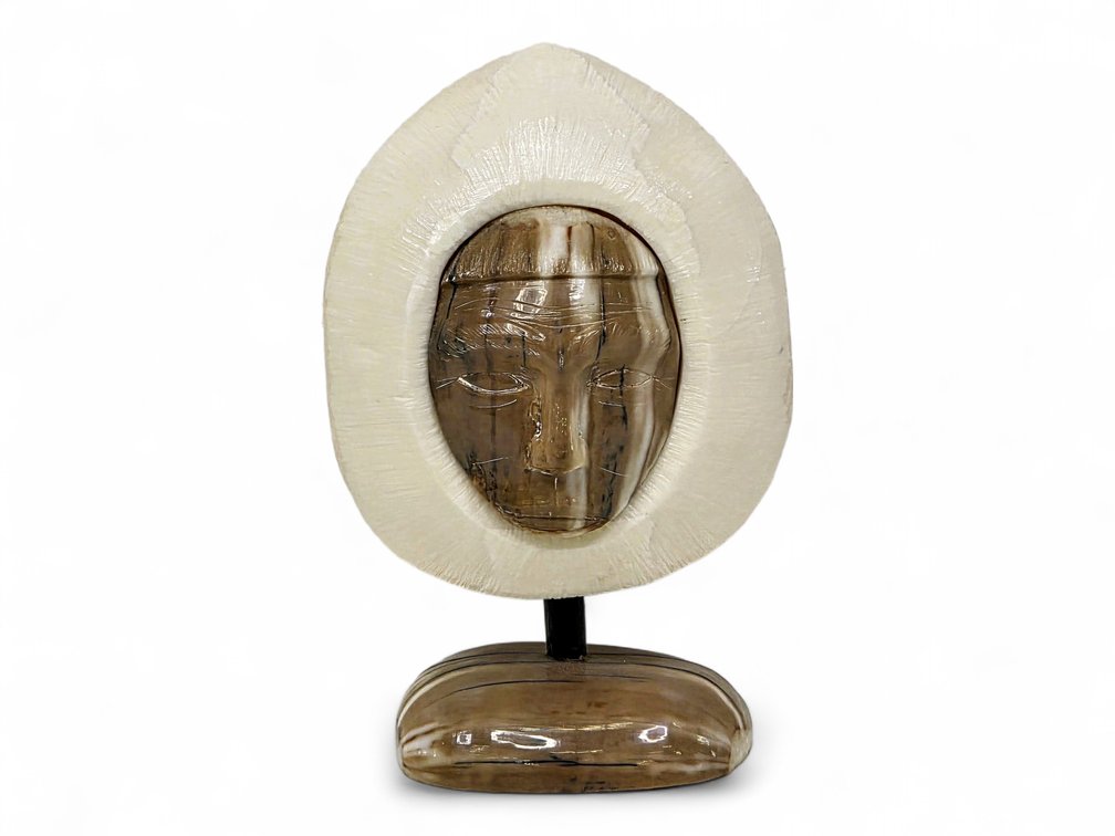 Carved Fossil Ivory Portrait