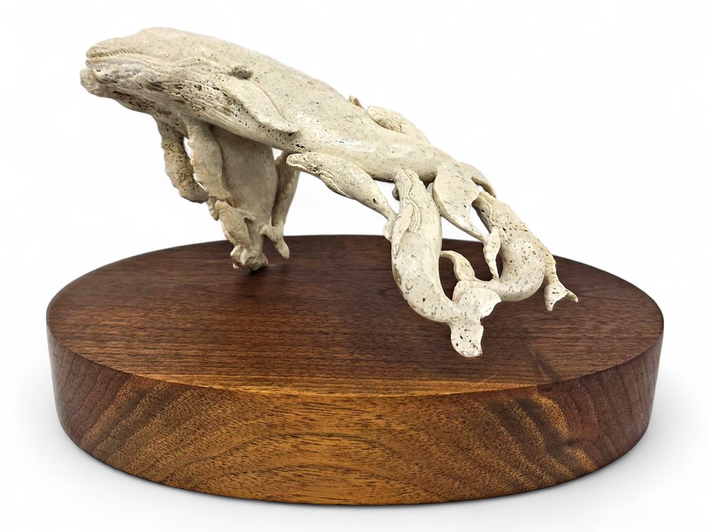 Carved Bone Humpback Whale Sculpture