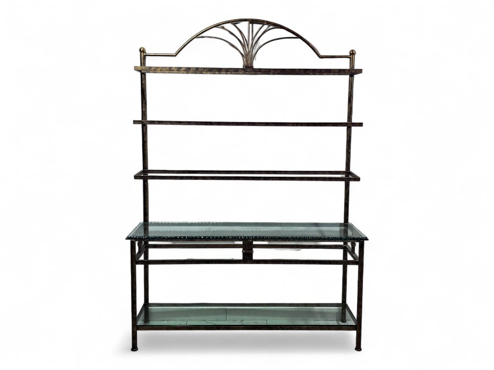 Brass-Toned Baker's Rack w/ Fluted Glass Shelf