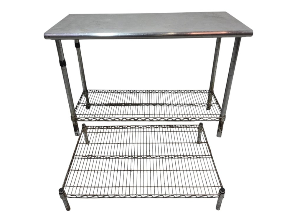 Seville Stainless Steel Table & Wire Shelf