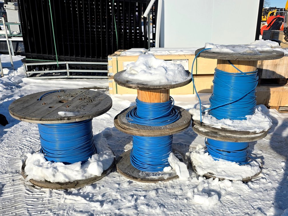 5x Industrial Cable Reels & Blue Ethernet Cables