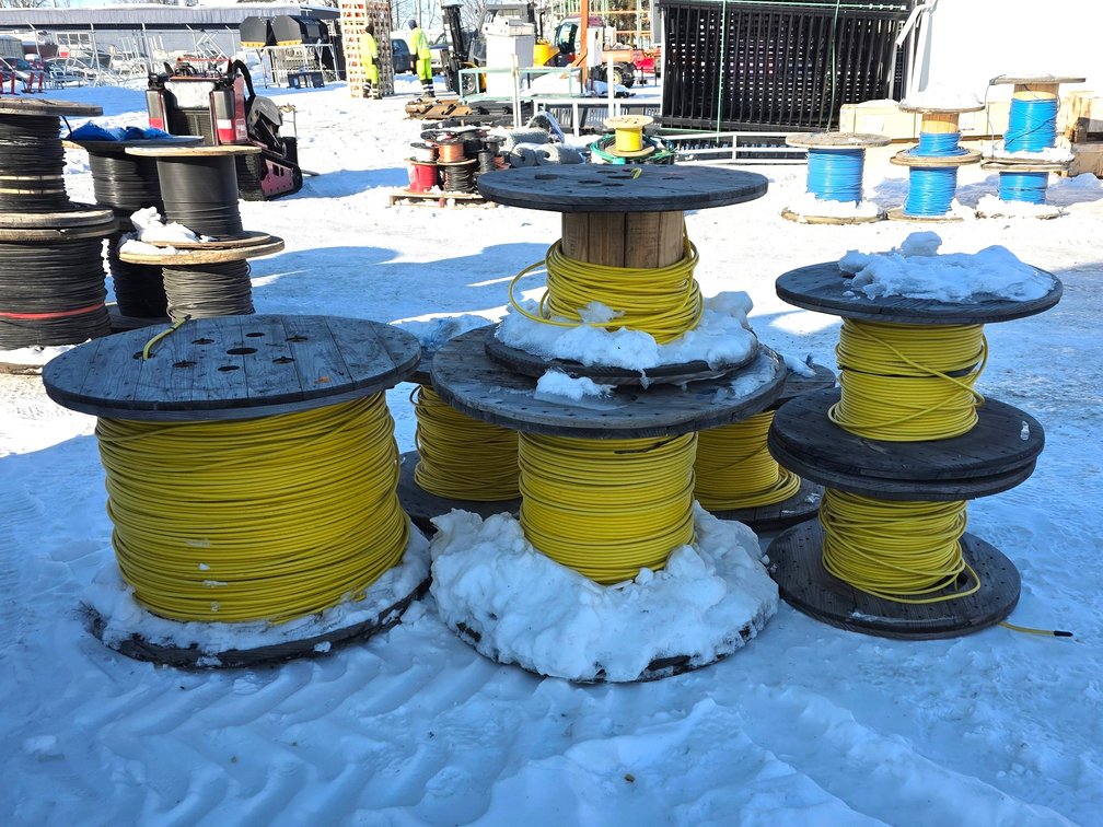 7x Yellow Prysmian Series Lighting Cable Reels