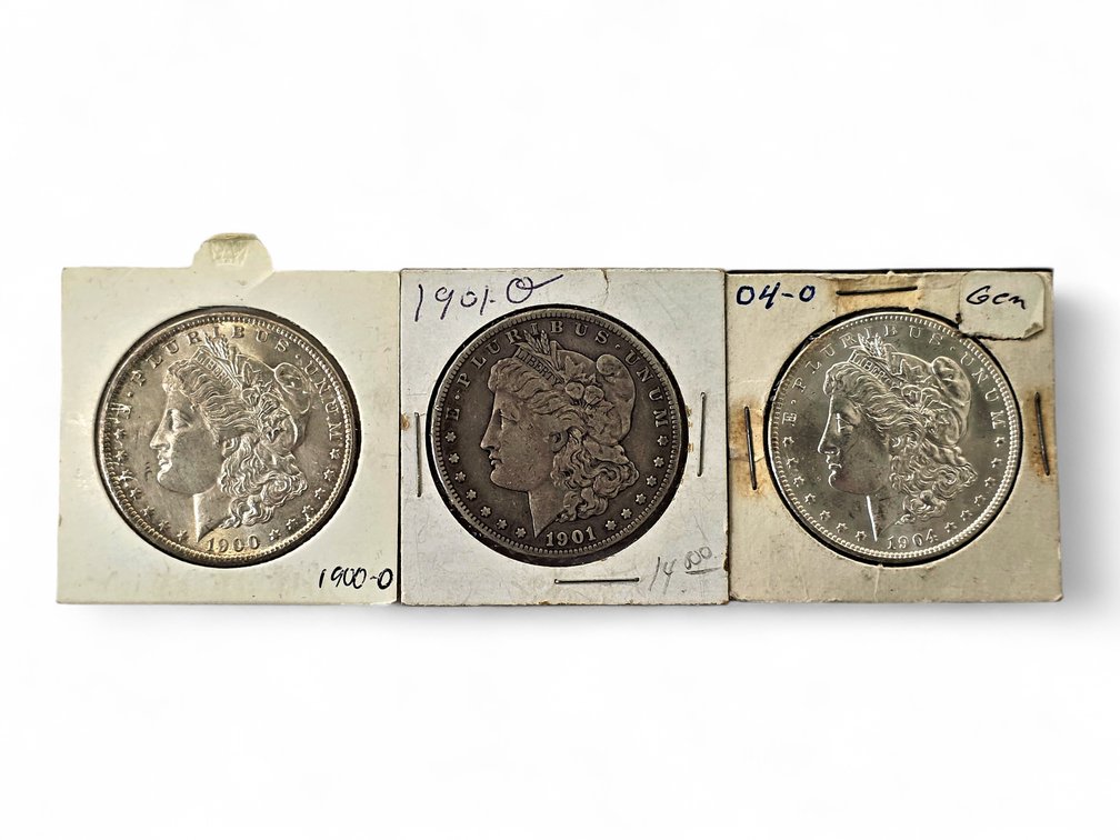 1900-O, 1901-O & 1904-O Morgan Silver Dollars