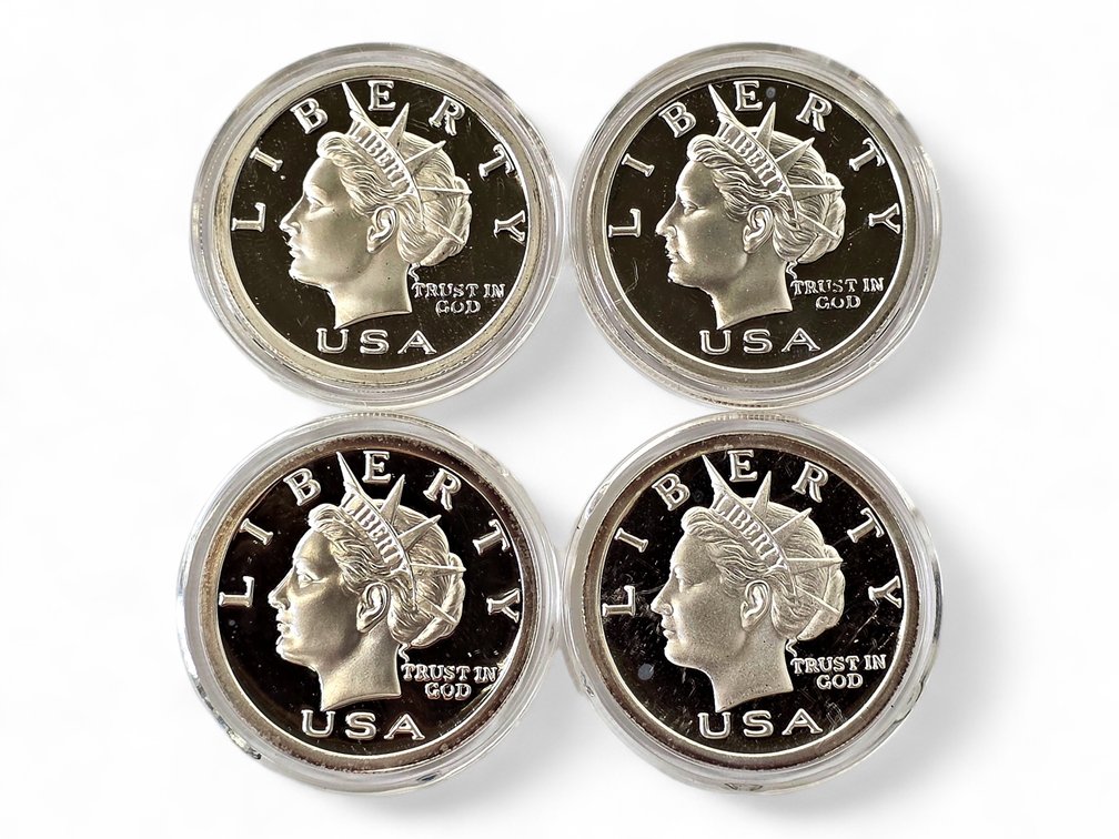 4x 1ozt .999 Fine Silver 2006 Liberty Silver Bullion Rounds