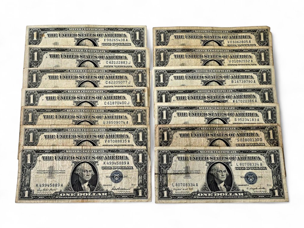14x 1935 & 1957 $1 Silver Certificates