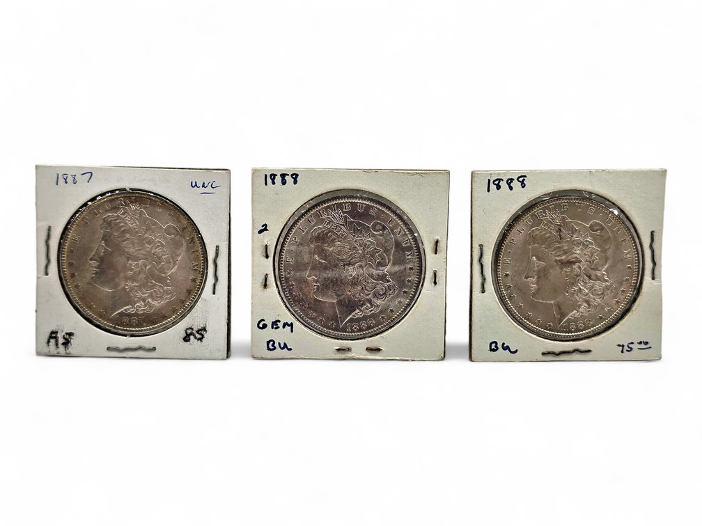 1887 & 1888 (2x) Morgan Silver Dollars