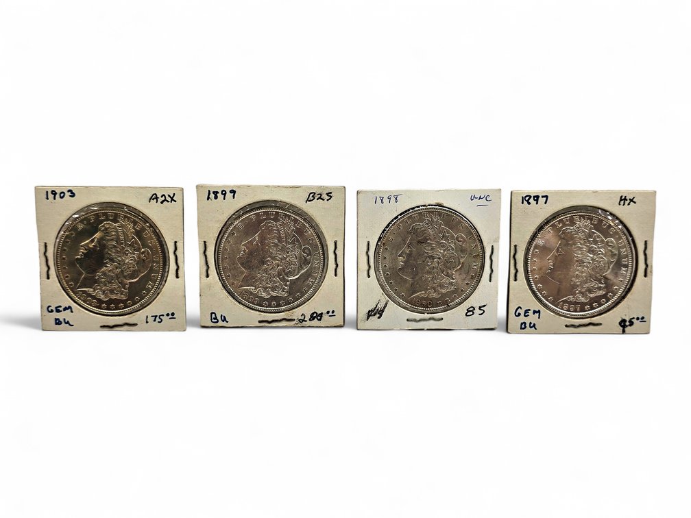 1897, 1898, 1898 & 1903 Morgan Silver Dollars