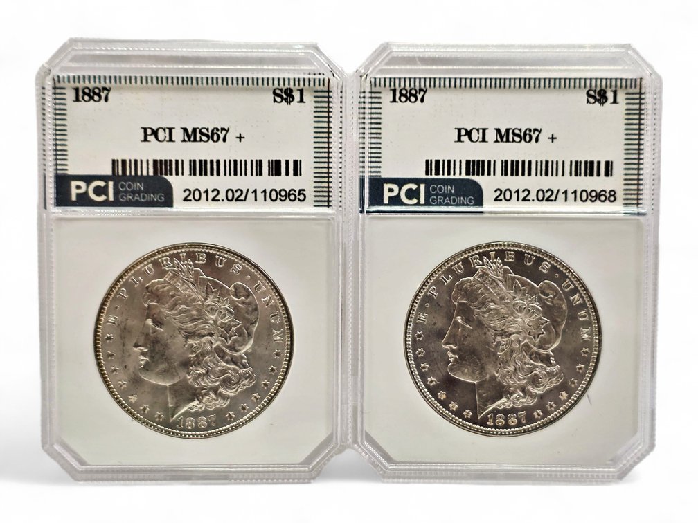 PCI MS67+ 1887 Morgan Silver Dollars