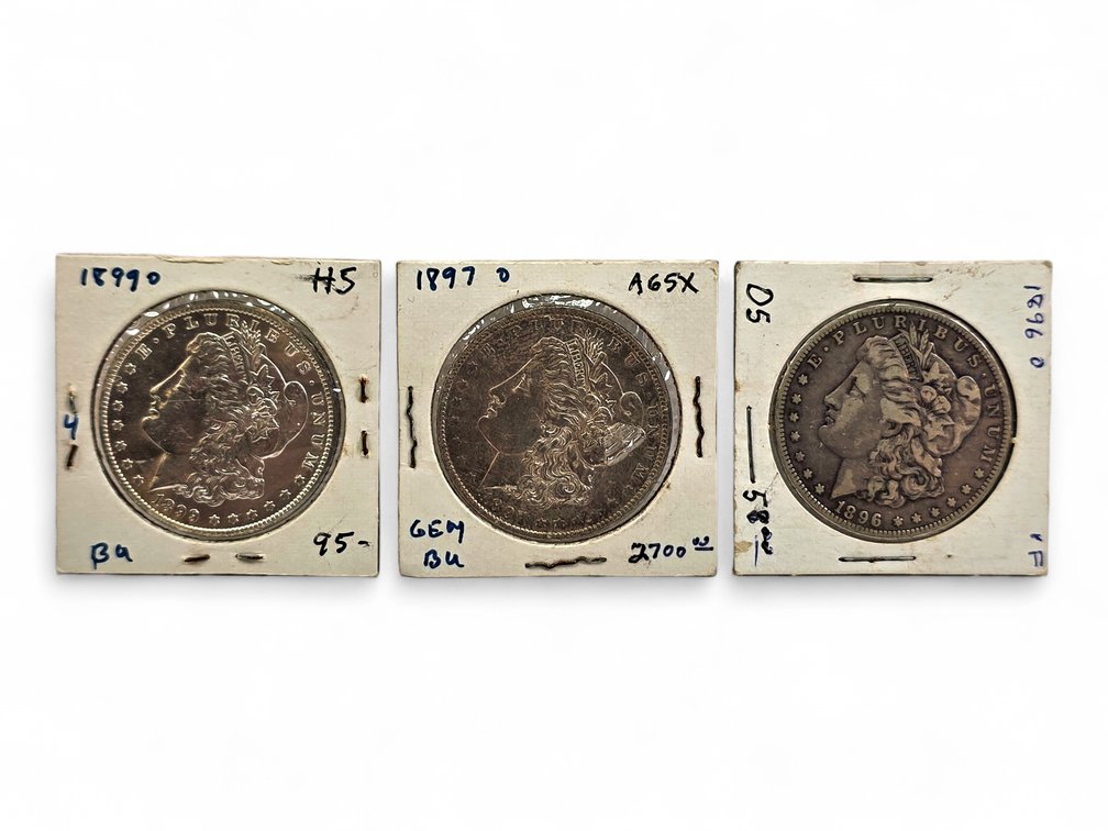 1896-O, 1897-O & 1899-O Morgan Silver Dollars