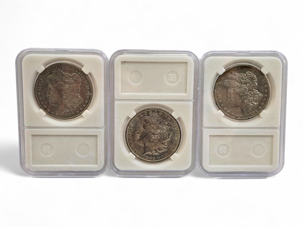 1883-O, 1884-O & 1886-O Morgan Silver Dollars