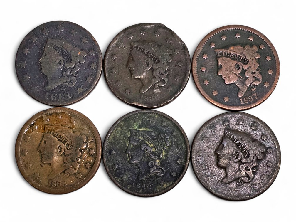 1818, 1836-1838 Coronet & 1842 Braided Hair Large Cents