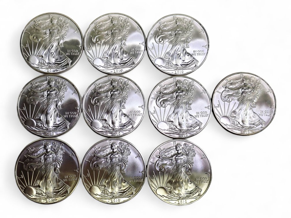 10x American Eagle Silver Bullion Dollars