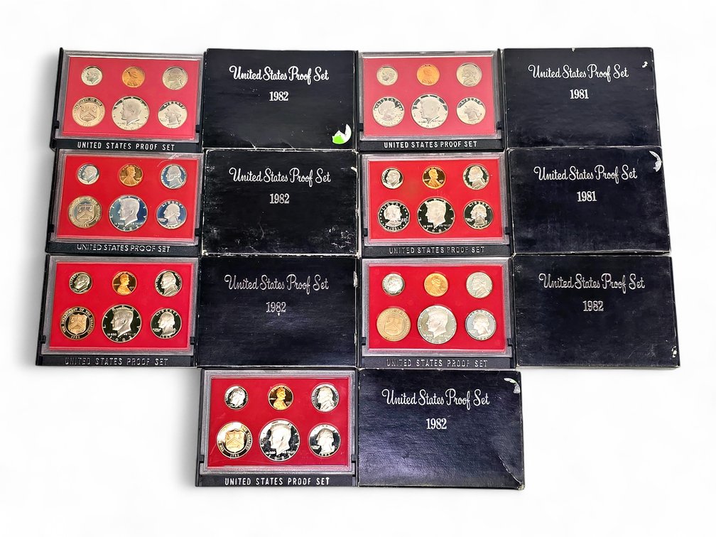 7x United States Proof Sets 1981 & 1982