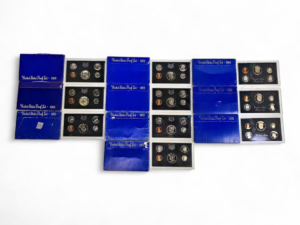 10x United States Proof Sets 1968, 1971, 1972 & 1983