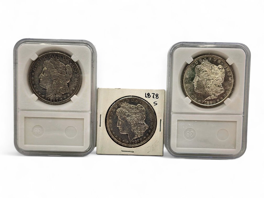 1878-S, 1880-S & 1897-S Morgan Silver Dollars