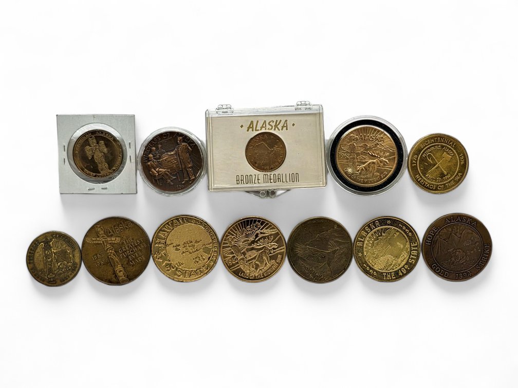 12x Alaska & Hawaii Commemorative Medallions & Tokens