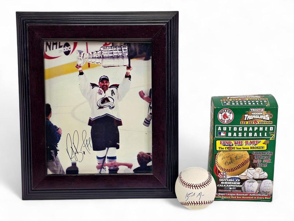 Ray Bourque & Brandon Moss Signed Baseball Memorabilia