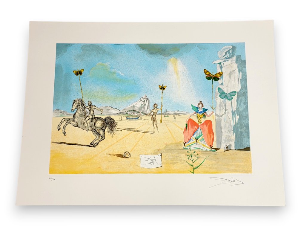 After Salvador Dalí (1904-1989)  "Landscape with Cavalier and Gala" Lithograph