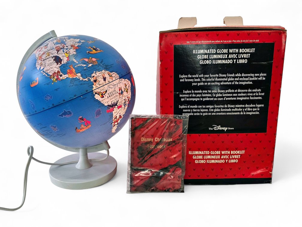 Disney Illuminated World Globe w/ Box & Story Booklet