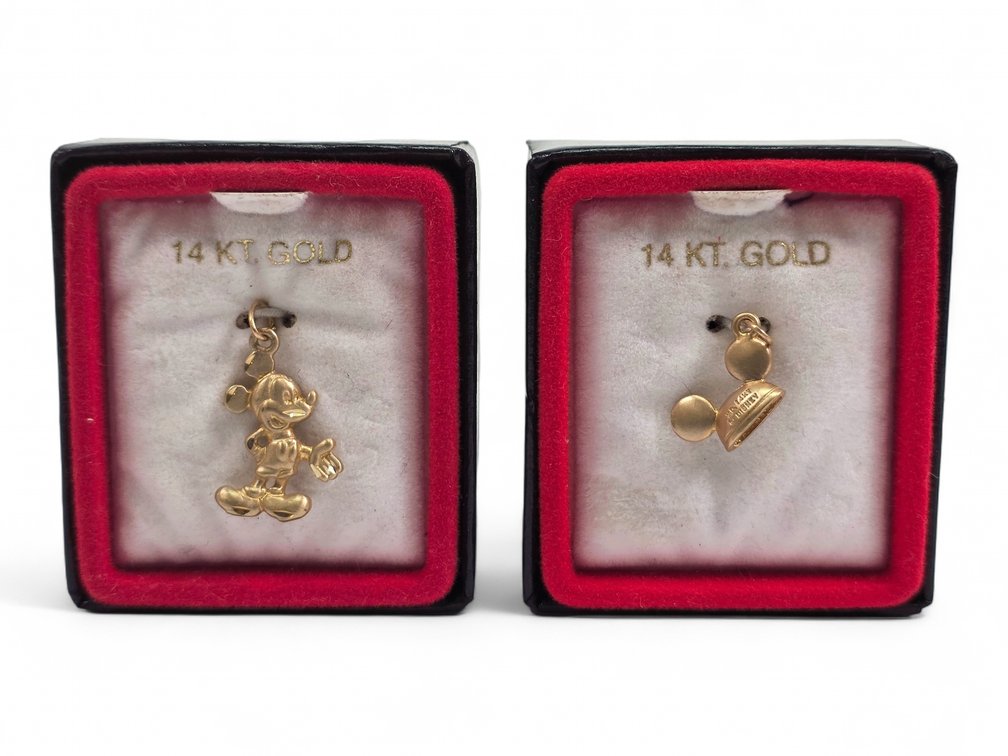 14k Yellow Gold Mickey Mouse Figure & Ear Hat Charms