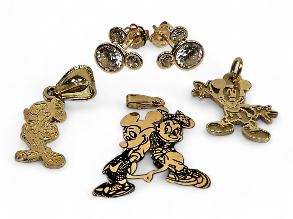 14k Gold Mickey Mouse Pendants, Charm & Earrings