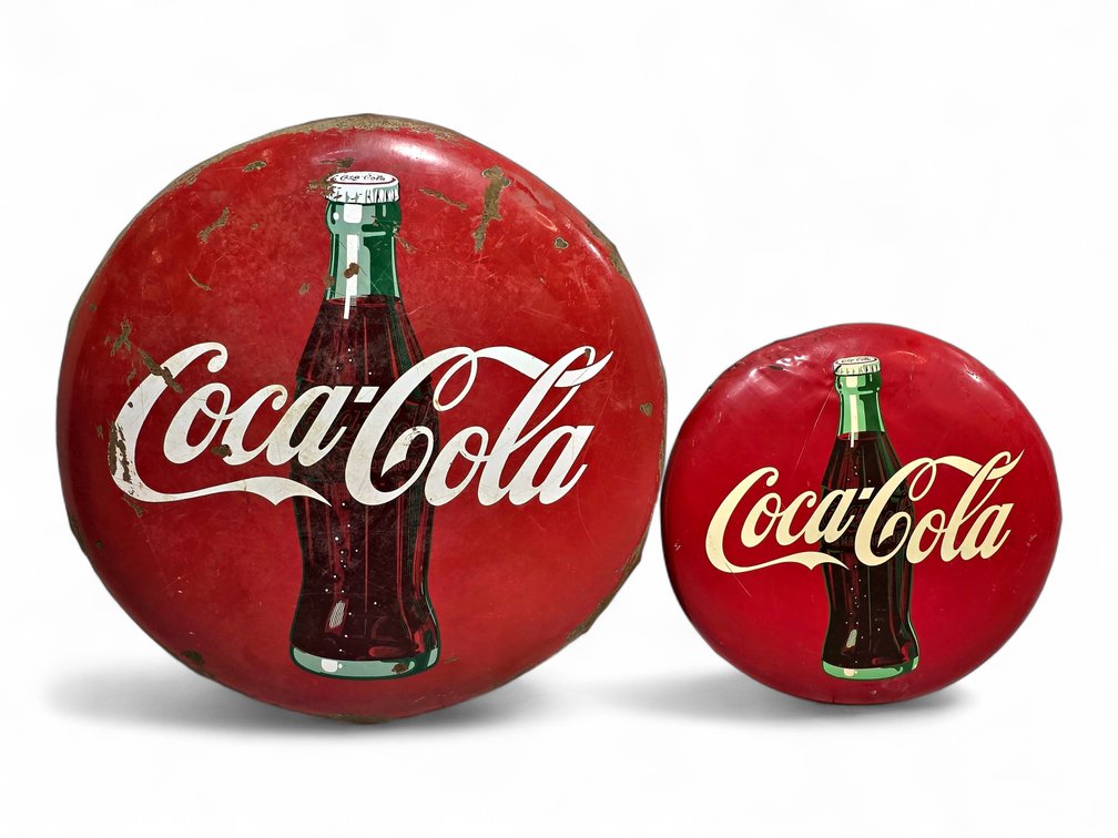 Coca-Cola Painted Metal Button Signs